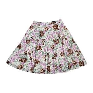 Vtg George Floral Skirt Womens 10 A-line Purple Green Cottagecore Boho Fairy NEW
